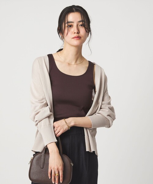 green label relaxing(グリーンレーベルリラクシング)の「ブライトリブ タンクトップ(タンクトップ・レディース・モカ/ブラック/オフホワイト/ダークブラウン/その他1・FREE)」の4枚目の写真