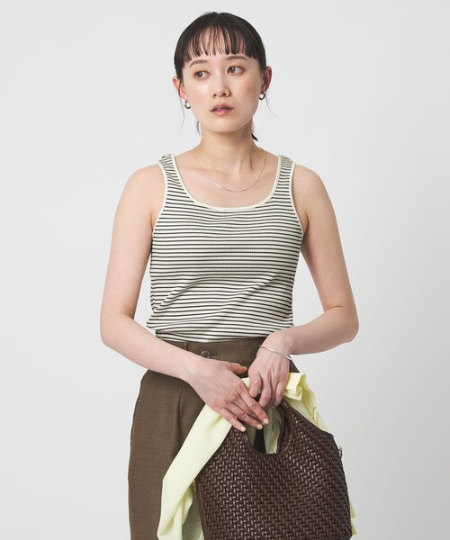 green label relaxing(グリーンレーベルリラクシング)の「ブライトリブ タンクトップ(タンクトップ・レディース・モカ/ブラック/オフホワイト/ダークブラウン/その他1・FREE)」の5枚目の写真