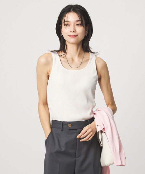 green label relaxing（グリーンレーベルリラクシング）の「ブライトリブ タンクトップ（タンクトップ・レディース・モカ/ブラック/オフホワイト・FREE）」の2枚目の写真