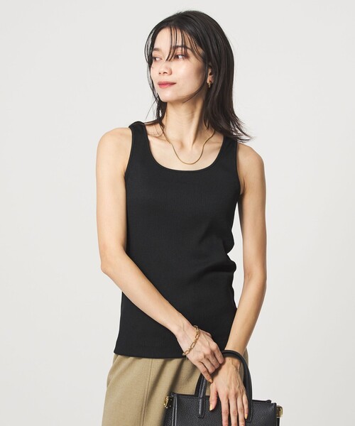 green label relaxing（グリーンレーベルリラクシング）の「ブライトリブ タンクトップ（タンクトップ・レディース・モカ/ブラック/オフホワイト・FREE）」の3枚目の写真