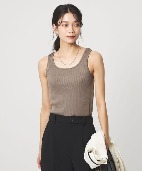 green label relaxing（グリーンレーベルリラクシング）の「ブライトリブ タンクトップ（タンクトップ・レディース・モカ/ブラック/オフホワイト・FREE）」の7枚目の写真