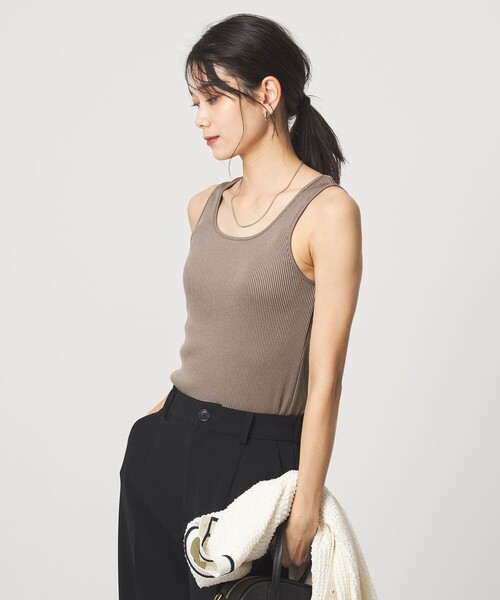 green label relaxing（グリーンレーベルリラクシング）の「ブライトリブ タンクトップ（タンクトップ・レディース・モカ/ブラック/オフホワイト・FREE）」の8枚目の写真