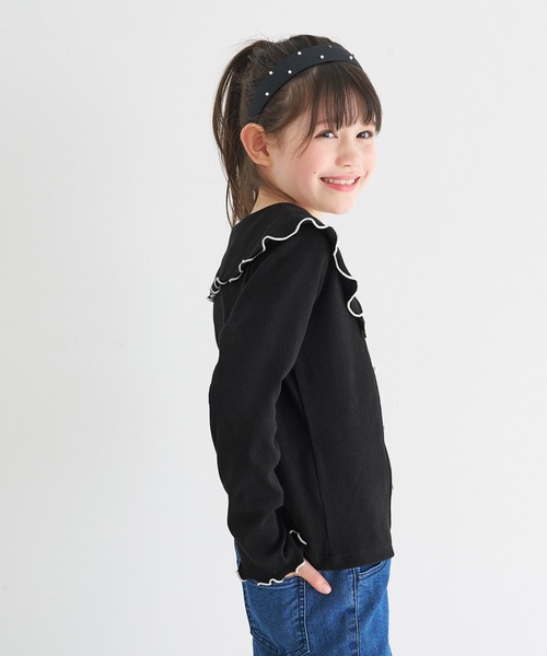 coca(coca)(コカ)の「キッズ リブハートボタントップス(Tシャツ/カットソー・キッズ・ブラック/アイボリー・120/130/140/150)」の4枚目の写真