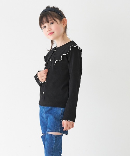 coca(coca)(コカ)の「キッズ リブハートボタントップス(Tシャツ/カットソー・キッズ・ブラック/アイボリー・120/130/140/150)」の7枚目の写真