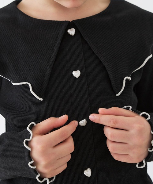 coca(coca)(コカ)の「キッズ リブハートボタントップス(Tシャツ/カットソー・キッズ・ブラック/アイボリー・120/130/140/150)」の8枚目の写真