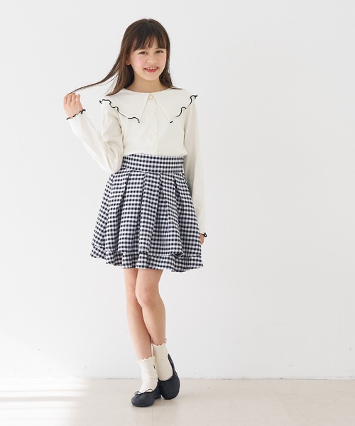 coca(coca)(コカ)の「キッズ リブハートボタントップス(Tシャツ/カットソー・キッズ・ブラック/アイボリー・120/130/140/150)」の9枚目の写真