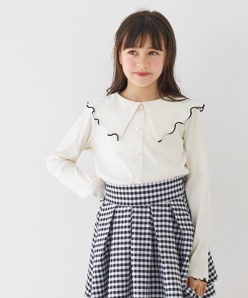 coca(coca)(コカ)の「キッズ リブハートボタントップス(Tシャツ/カットソー・キッズ・ブラック/アイボリー・120/130/140/150)」の14枚目の写真