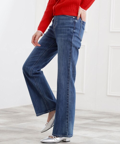 grove（グローブ）の「【選べる着丈】美シルエットデニムソフトフレアーパンツ（デニムパンツ・レディース・オフホワイト/ブルー/ブルー系その他/ネイビー・02/03/00/22/01/21/05/04/23）」の4枚目の写真