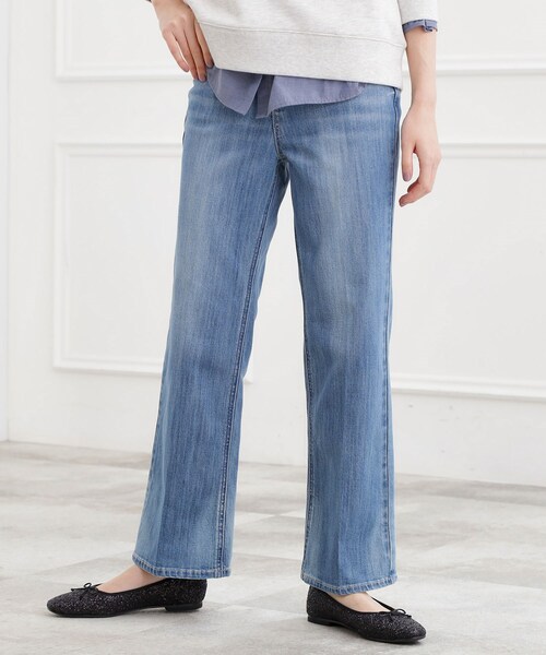 grove（グローブ）の「【選べる着丈】美シルエットデニムソフトフレアーパンツ（デニムパンツ・レディース・オフホワイト/ブルー/ブルー系その他/ネイビー・02/03/00/22/01/21/05/04/23）」の3枚目の写真