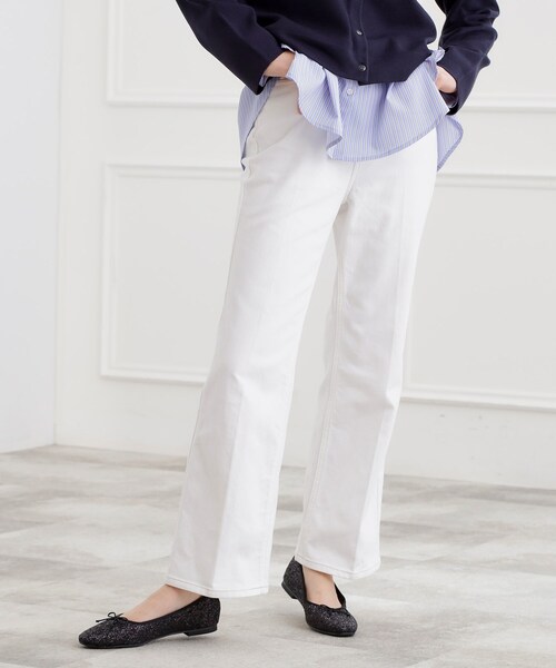 grove（グローブ）の「【選べる着丈】美シルエットデニムソフトフレアーパンツ（デニムパンツ・レディース・オフホワイト/ブルー/ブルー系その他/ネイビー・02/03/00/22/01/21/05/04/23）」の5枚目の写真