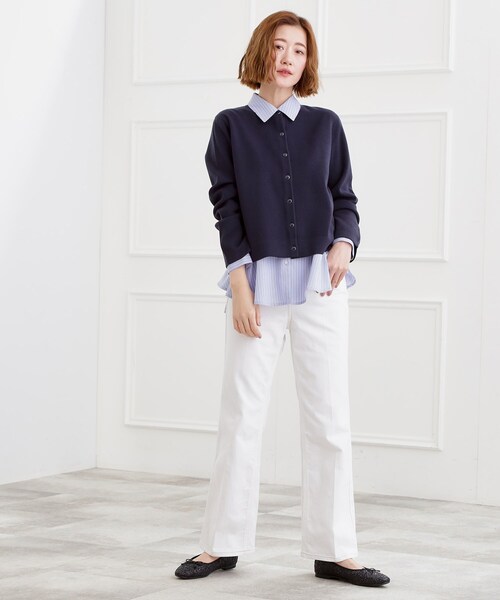 grove（グローブ）の「【選べる着丈】美シルエットデニムソフトフレアーパンツ（デニムパンツ・レディース・オフホワイト/ブルー/ブルー系その他/ネイビー・02/03/00/22/01/21/05/04/23）」の6枚目の写真