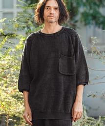 mn3220- Waffle Pigment Raglan Short Sleeve Pocket Knit Pullover ラグランポケットクルーネックニット(CMP-261-002)