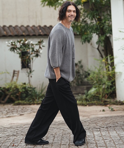 CAMBIO(カンビオ)の「mn3220- Waffle Pigment Raglan Short Sleeve Pocket Knit Pullover ラグランポケットクルーネックニット(CMP-261-002)(ニット/セーター・メンズ・ネイビー/グレー/ブラック・L/M/S)」の7枚目の写真
