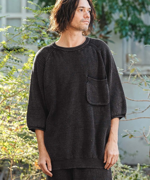 CAMBIO(カンビオ)の「mn3220- Waffle Pigment Raglan Short Sleeve Pocket Knit Pullover ラグランポケットクルーネックニット(CMP-261-002)(ニット/セーター・メンズ・ネイビー/グレー/ブラック・L/M/S)」の10枚目の写真
