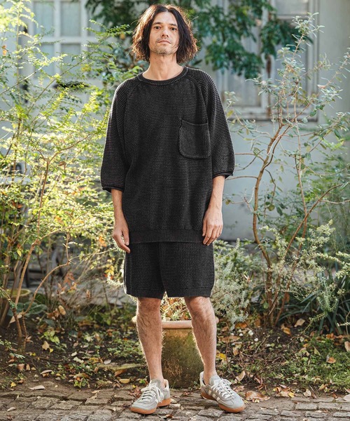 CAMBIO(カンビオ)の「mn3220- Waffle Pigment Raglan Short Sleeve Pocket Knit Pullover ラグランポケットクルーネックニット(CMP-261-002)(ニット/セーター・メンズ・ネイビー/グレー/ブラック・L/M/S)」の11枚目の写真