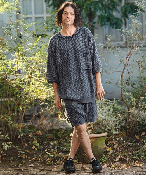 CAMBIO(カンビオ)の「mn3220- Waffle Pigment Raglan Short Sleeve Pocket Knit Pullover ラグランポケットクルーネックニット(CMP-261-002)(ニット/セーター・メンズ・ネイビー/グレー/ブラック・L/M/S)」の16枚目の写真