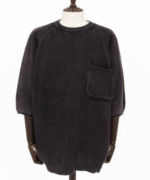 CAMBIO(カンビオ)の「mn3220- Waffle Pigment Raglan Short Sleeve Pocket Knit Pullover ラグランポケットクルーネックニット(CMP-261-002)(ニット/セーター・メンズ・ネイビー/グレー/ブラック・L/M/S)」の17枚目の写真