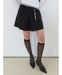 Inverted Pleats Mini Skirt, Black
