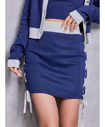 GYDA | フロントレースアップラメニットスカートライクショートパンツ(スカート)