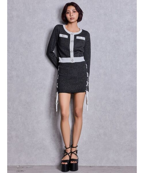 GYDA（ジェイダ）の「フロントレースアップラメニットスカートライクショートパンツ（スカート・レディース・ブラック/ネイビー/ピンク・FREE）」の11枚目の写真