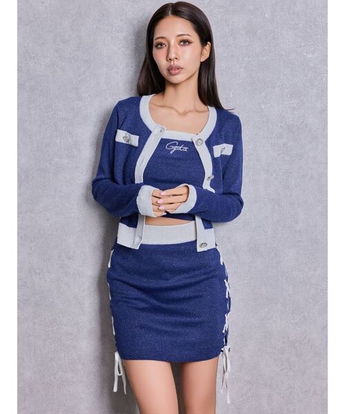 GYDA（ジェイダ）の「フロントレースアップラメニットスカートライクショートパンツ（スカート・レディース・ブラック/ネイビー/ピンク・FREE）」の19枚目の写真