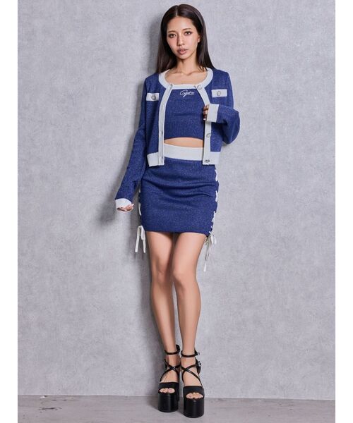 GYDA（ジェイダ）の「フロントレースアップラメニットスカートライクショートパンツ（スカート・レディース・ブラック/ネイビー/ピンク・FREE）」の22枚目の写真