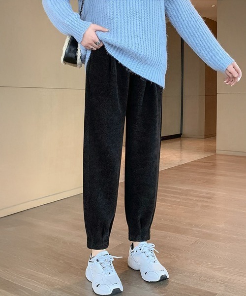 Miniministore（ミニミニストア）の「裏起毛コーデュロイテーパードパンツ9分丈（スラックス・レディース・ブラック/チャコールグレー/オフホワイト・M/L/XL）」の13枚目の写真