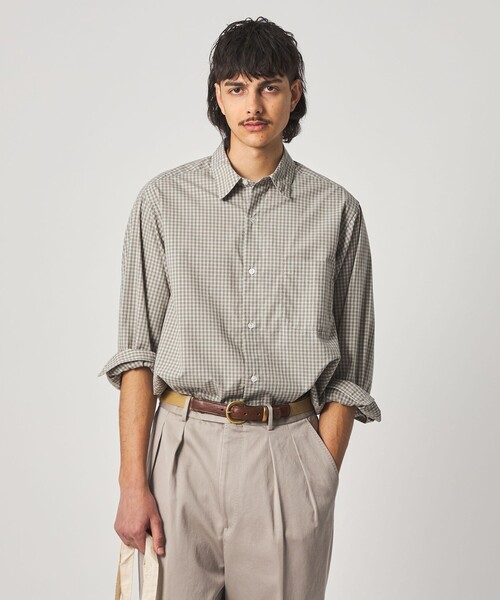 Steven Alan＞ 60 コンパクトヤーン チェック レギュラーカラー シャツ