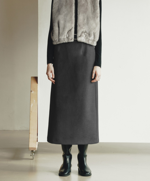 ルゼロ ベーシック ロングスカート / チャコール