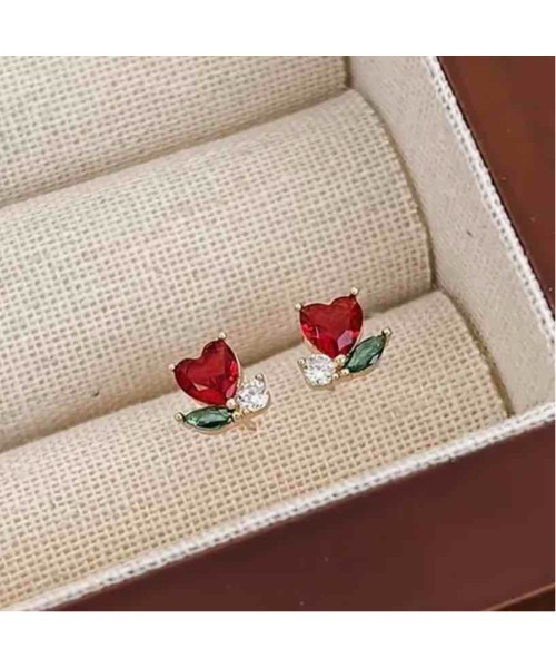 tone(トーン)の「【88eighty-eight】ミニチューリップハートシンプルピアス【import】(MA)(ピアス(両耳用)・レディース・レッド・FREE)」の3枚目の写真