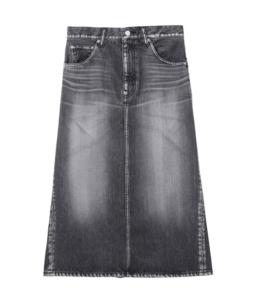 JOHN LAWRENCE SULLIVAN(ジョンローレンスサリバン)の「WASHED DENIM GATHERED SKIRT(デニムスカート・レディース・インディゴブルー/ブラック・X-SMALL/SMALL/MEDIUM)」の1枚目の写真