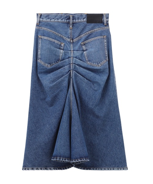 JOHN LAWRENCE SULLIVAN(ジョンローレンスサリバン)の「WASHED DENIM GATHERED SKIRT(デニムスカート・レディース・インディゴブルー/ブラック・X-SMALL/SMALL/MEDIUM)」の5枚目の写真