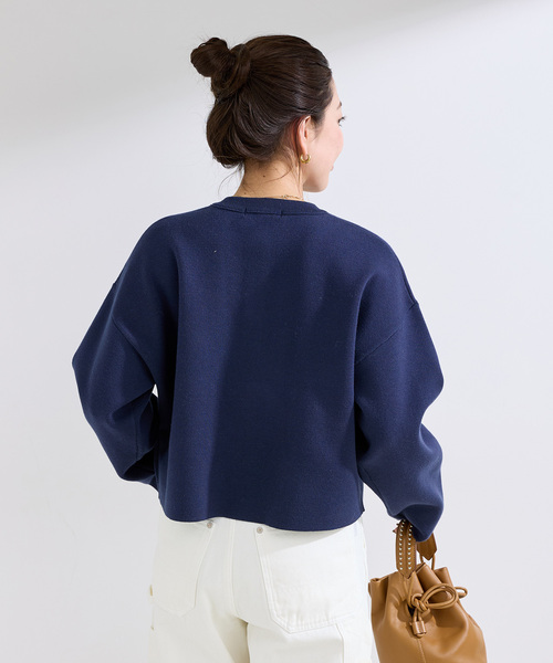 B.C STOCK（ベーセーストック）の「手洗い可 / ミラノリブカーディガン（カーディガン/ボレロ・レディース・ネイビー/ホワイト/サックスブルー・FREE）」の5枚目の写真