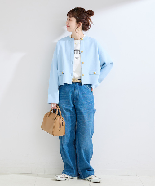 B.C STOCK（ベーセーストック）の「手洗い可 / ミラノリブカーディガン（カーディガン/ボレロ・レディース・ネイビー/ホワイト/サックスブルー・FREE）」の6枚目の写真