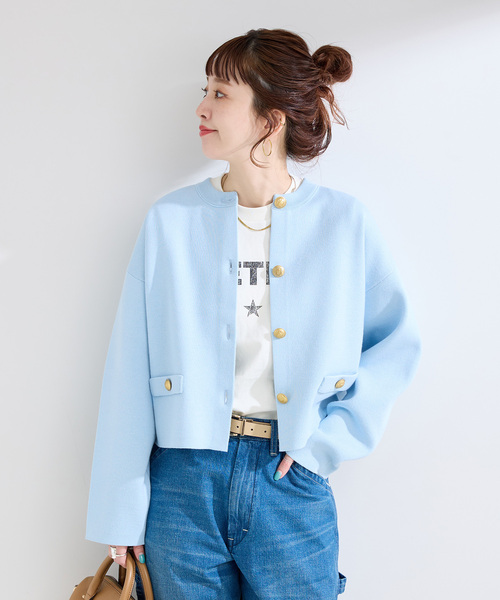 B.C STOCK（ベーセーストック）の「手洗い可 / ミラノリブカーディガン（カーディガン/ボレロ・レディース・ネイビー/ホワイト/サックスブルー・FREE）」の9枚目の写真