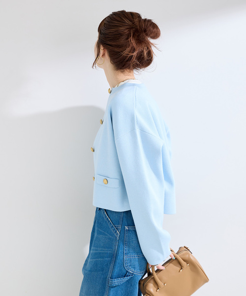 B.C STOCK（ベーセーストック）の「手洗い可 / ミラノリブカーディガン（カーディガン/ボレロ・レディース・ネイビー/ホワイト/サックスブルー・FREE）」の10枚目の写真