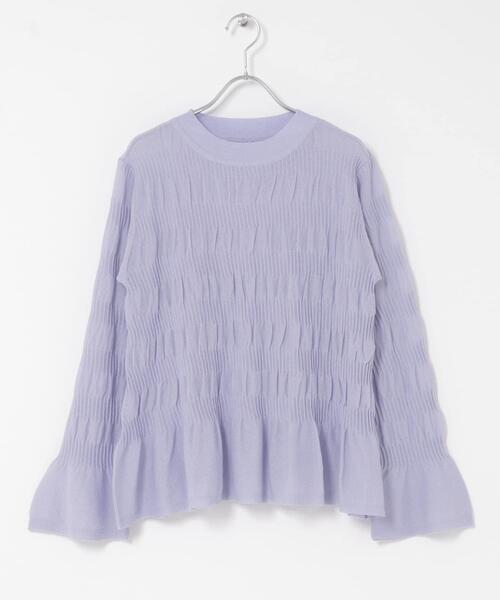 ITEMS URBANRESEARCH（アイテムズ アーバンリサーチ）の「シャーリングフレアスリーブニット（ニット/セーター・レディース・ネイビー/ラベンダー/オフホワイト・FREE）」の16枚目の写真