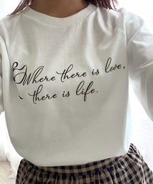 英字リボンデザインロンT/長袖Tシャツ