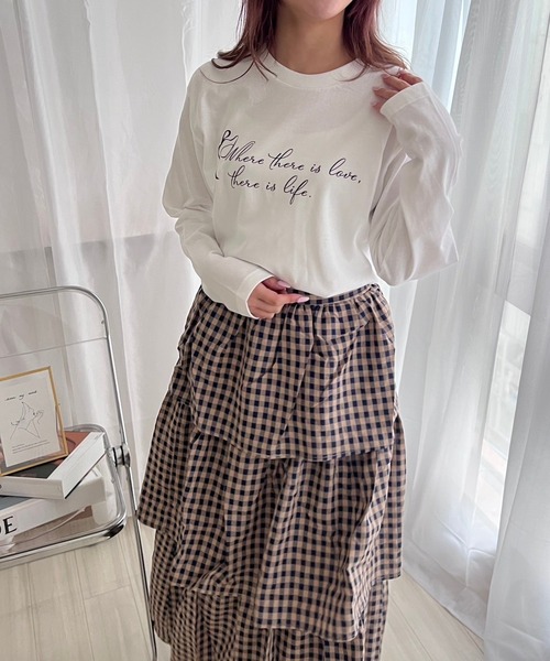 etta(エタ)の「英字リボンデザインロンT/長袖Tシャツ(Tシャツ/カットソー・レディース・ホワイト・MEDIUM/LARGE/SMALL)」の6枚目の写真
