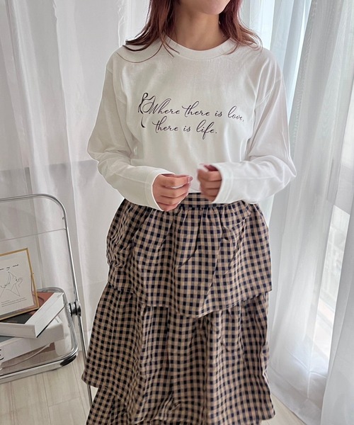 etta(エタ)の「英字リボンデザインロンT/長袖Tシャツ(Tシャツ/カットソー・レディース・ホワイト・MEDIUM/LARGE/SMALL)」の7枚目の写真