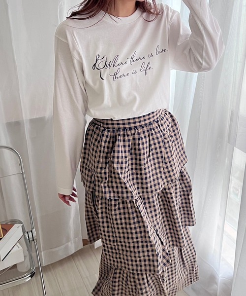 etta(エタ)の「英字リボンデザインロンT/長袖Tシャツ(Tシャツ/カットソー・レディース・ホワイト・MEDIUM/LARGE/SMALL)」の8枚目の写真
