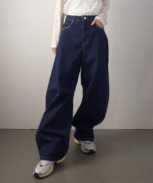 Ulysses（ユリシス）の「スタッズ付きカーブパンツ（その他パンツ・レディース・ブルー/サックスブルー/ブラック/インディゴブルー・M）」の14枚目の写真