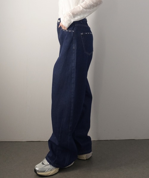 Ulysses（ユリシス）の「スタッズ付きカーブパンツ（その他パンツ・レディース・ブルー/サックスブルー/ブラック/インディゴブルー・M）」の15枚目の写真