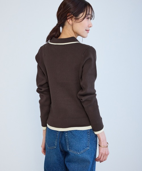 ROPE' PICNIC(ロペピクニック)の「レイヤード風リブポロニット(ニット/セーター・レディース・ネイビー/ブラウン/ライトグレー/クリーム・FREE)」の17枚目の写真