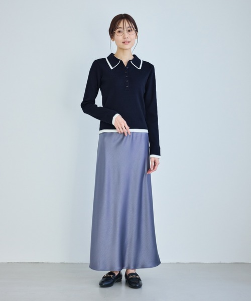 ROPE' PICNIC(ロペピクニック)の「レイヤード風リブポロニット(ニット/セーター・レディース・ネイビー/ブラウン/ライトグレー/クリーム・FREE)」の18枚目の写真