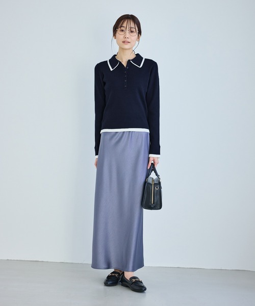 ROPE' PICNIC(ロペピクニック)の「レイヤード風リブポロニット(ニット/セーター・レディース・ネイビー/ブラウン/ライトグレー/クリーム・FREE)」の19枚目の写真