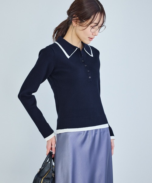 ROPE' PICNIC(ロペピクニック)の「レイヤード風リブポロニット(ニット/セーター・レディース・ネイビー/ブラウン/ライトグレー/クリーム・FREE)」の10枚目の写真