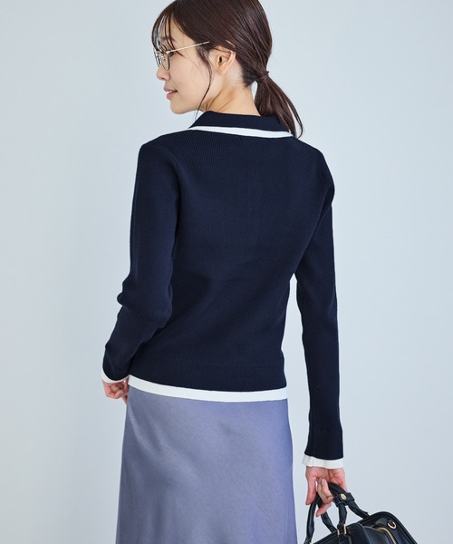ROPE' PICNIC(ロペピクニック)の「レイヤード風リブポロニット(ニット/セーター・レディース・ネイビー/ブラウン/ライトグレー/クリーム・FREE)」の11枚目の写真