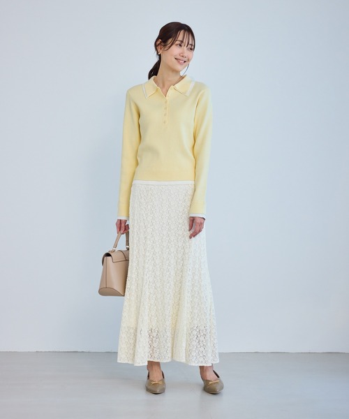 ROPE' PICNIC(ロペピクニック)の「レイヤード風リブポロニット(ニット/セーター・レディース・ネイビー/ブラウン/ライトグレー/クリーム・FREE)」の12枚目の写真