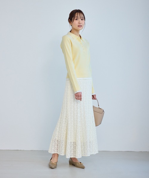 ROPE' PICNIC(ロペピクニック)の「レイヤード風リブポロニット(ニット/セーター・レディース・ネイビー/ブラウン/ライトグレー/クリーム・FREE)」の13枚目の写真